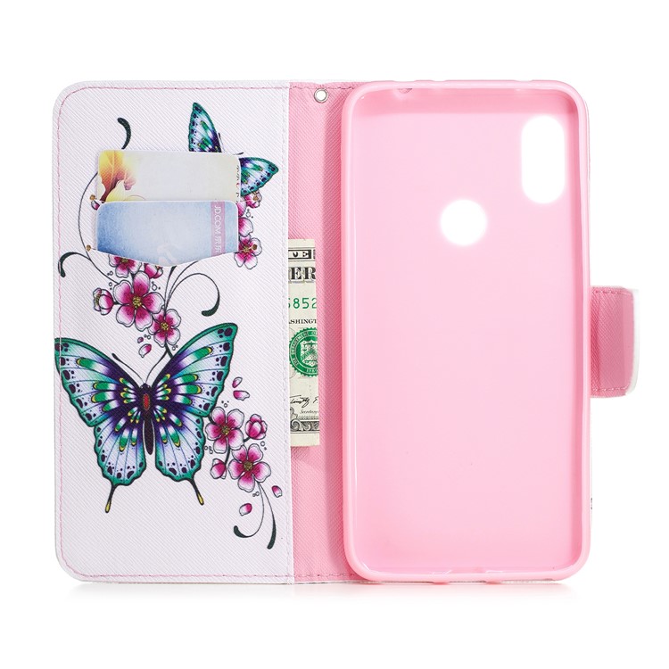 Pattern Printing PU Leather Magnetic Wallet Stand Cell Phone Cover for Xiaomi Redmi Note 6 Pro - Butterfly and Flower-13