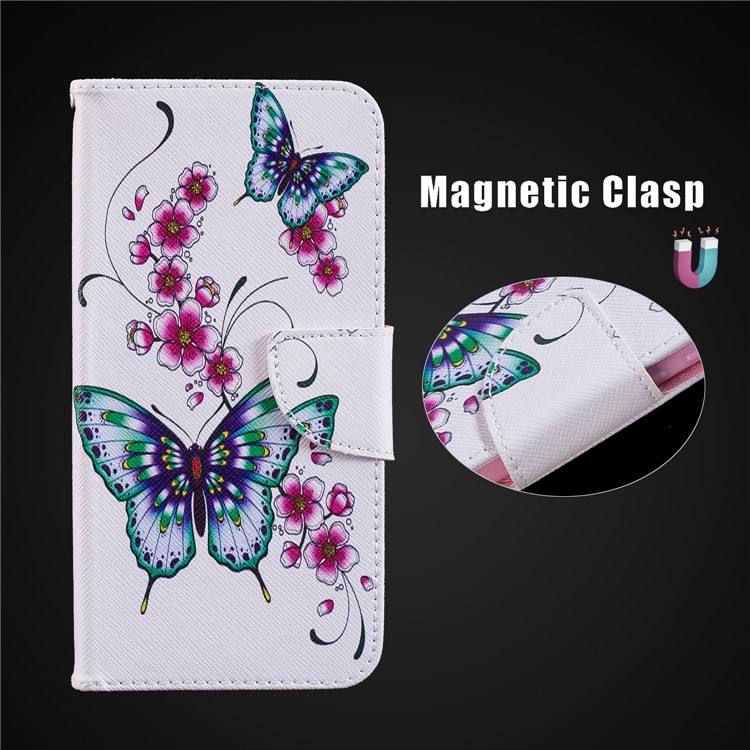 Pattern Printing PU Leather Magnetic Wallet Stand Cell Phone Cover for Xiaomi Redmi Note 6 Pro - Butterfly and Flower-3