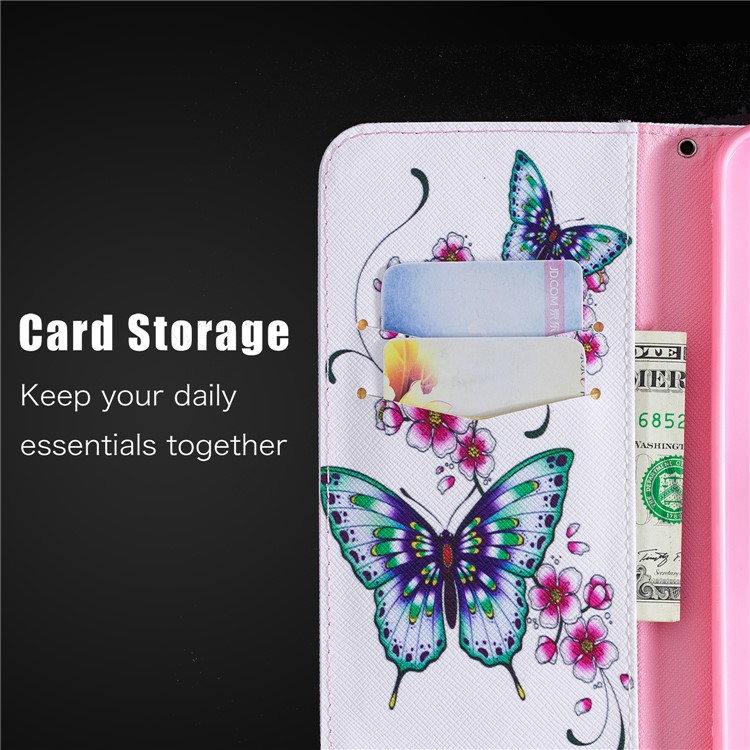 Pattern Printing PU Leather Magnetic Wallet Stand Cell Phone Cover for Xiaomi Redmi Note 6 Pro - Butterfly and Flower-4