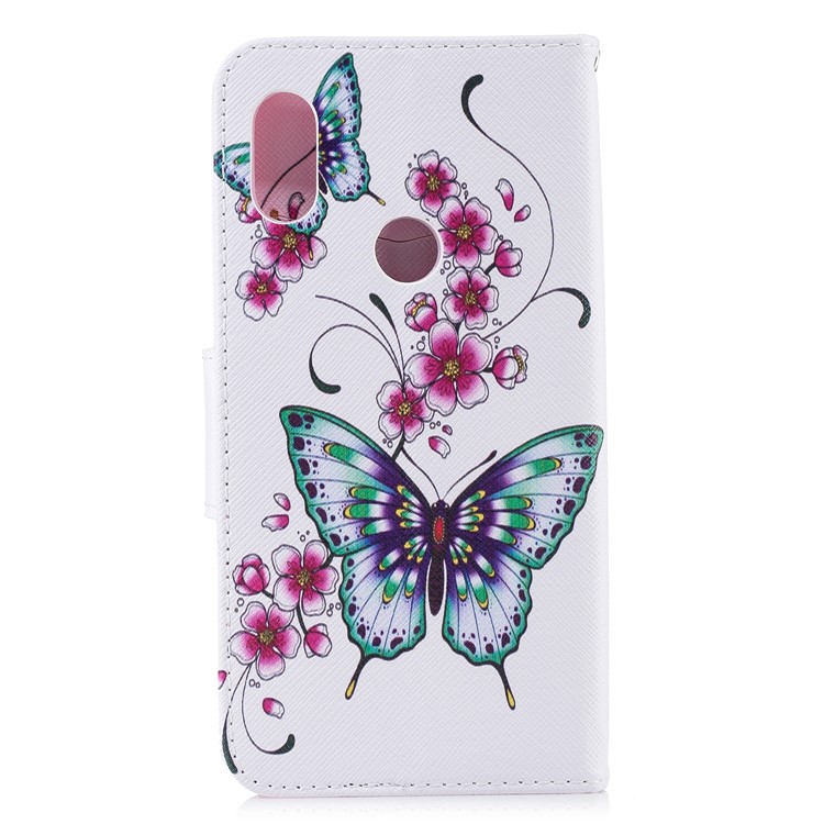 Pattern Printing PU Leather Magnetic Wallet Stand Cell Phone Cover for Xiaomi Redmi Note 6 Pro - Butterfly and Flower-8