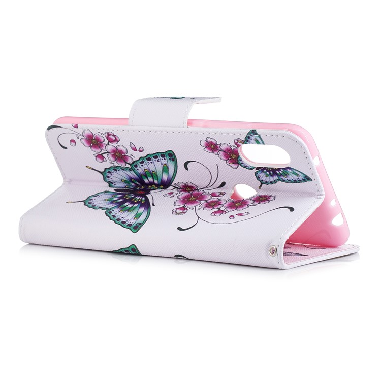 Pattern Printing PU Leather Magnetic Wallet Stand Cell Phone Cover for Xiaomi Redmi Note 6 Pro - Butterfly and Flower-9