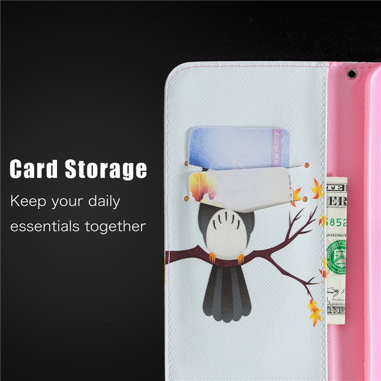 Pattern Printing PU Leather Magnetic Wallet Stand Cell Phone Shell for Xiaomi Redmi Note 6 Pro - Owl on Branch-4