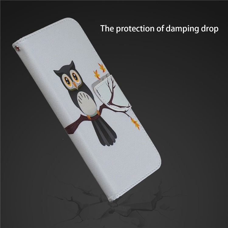 Pattern Printing PU Leather Magnetic Wallet Stand Cell Phone Shell for Xiaomi Redmi Note 6 Pro - Owl on Branch-5