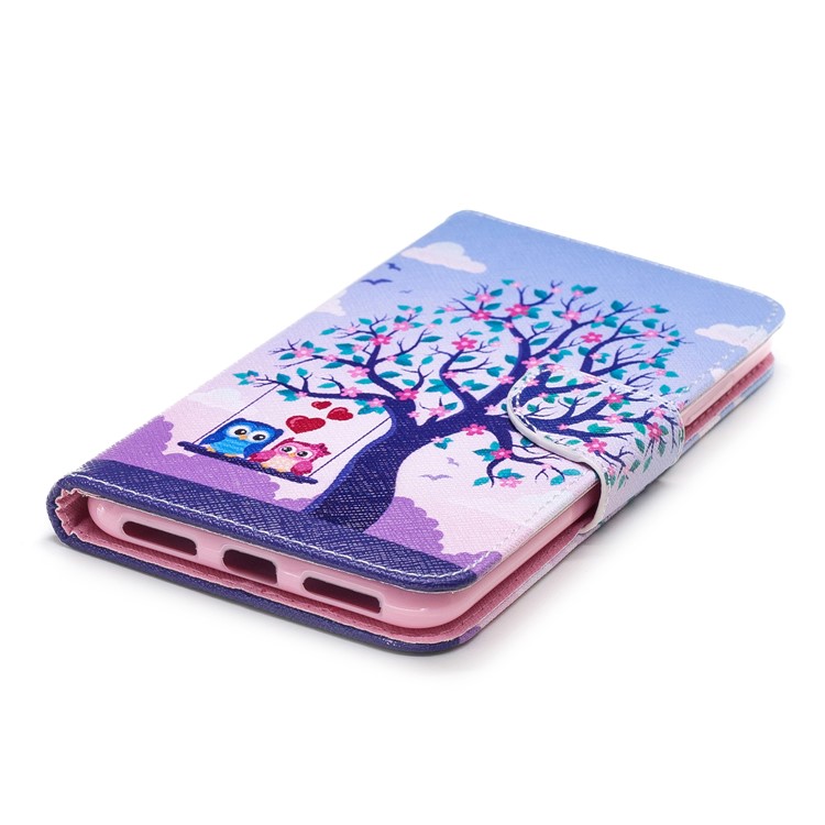 Pattern Printing PU Leather Magnetic Wallet Stand Protective Case for Xiaomi Redmi Note 6 Pro - Owls on Swing-11