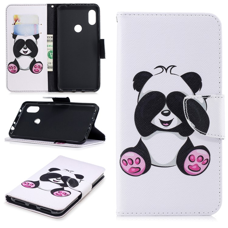 Pattern Printing PU Leather Magnetic Wallet Stand Protective Cover for Xiaomi Redmi Note 6 Pro - Cute Panda-1
