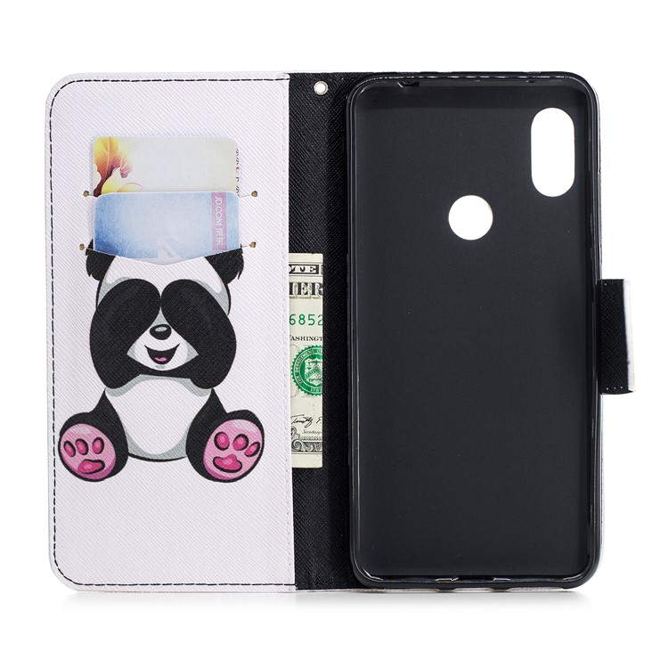 Pattern Printing PU Leather Magnetic Wallet Stand Protective Cover for Xiaomi Redmi Note 6 Pro - Cute Panda-13