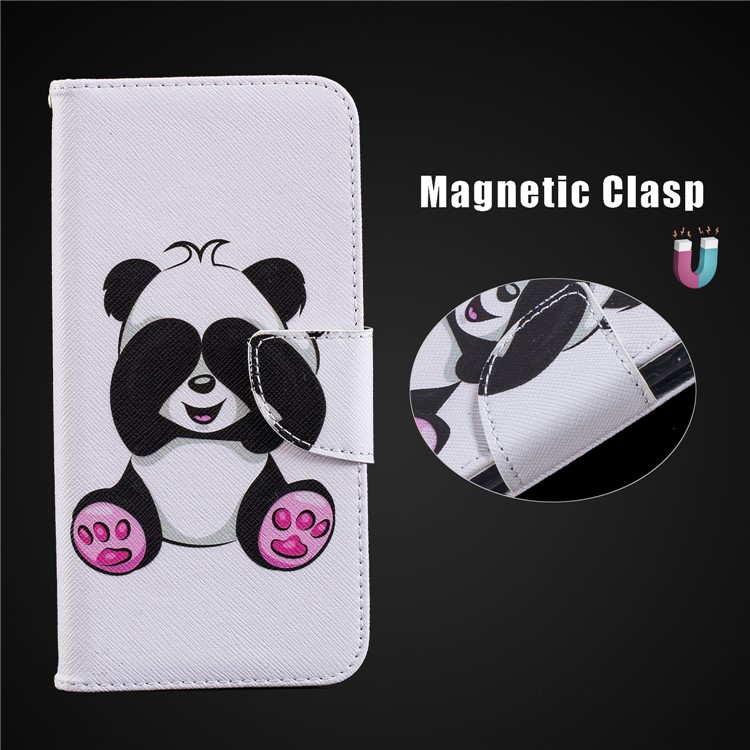 Pattern Printing PU Leather Magnetic Wallet Stand Protective Cover for Xiaomi Redmi Note 6 Pro - Cute Panda-3
