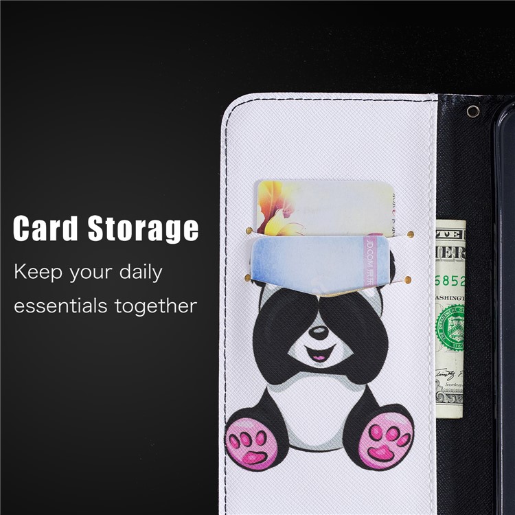 Pattern Printing PU Leather Magnetic Wallet Stand Protective Cover for Xiaomi Redmi Note 6 Pro - Cute Panda-4