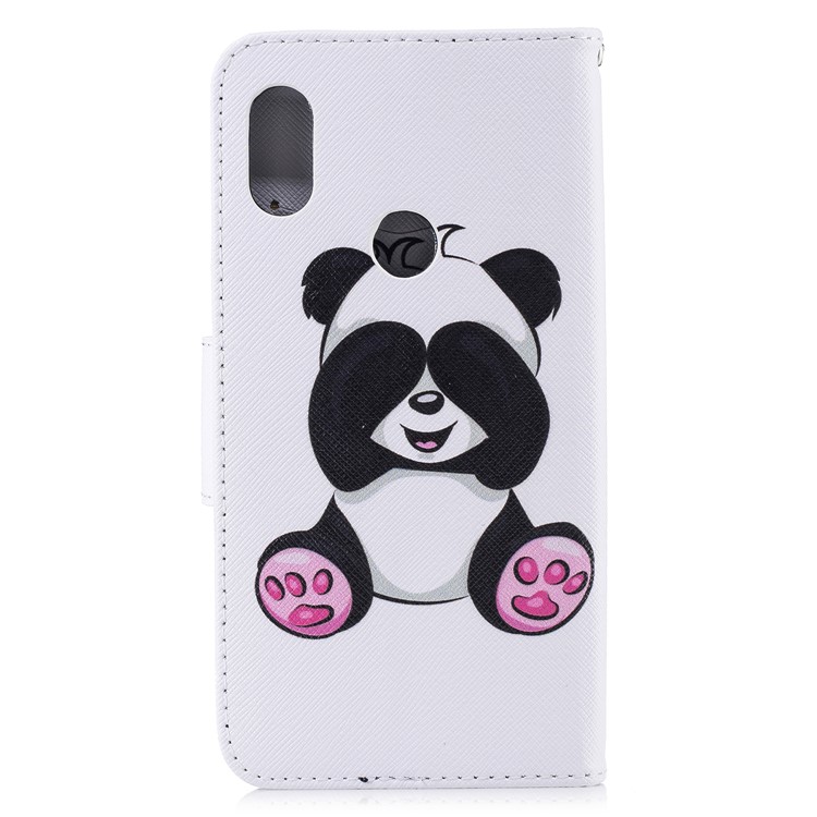 Pattern Printing PU Leather Magnetic Wallet Stand Protective Cover for Xiaomi Redmi Note 6 Pro - Cute Panda-8