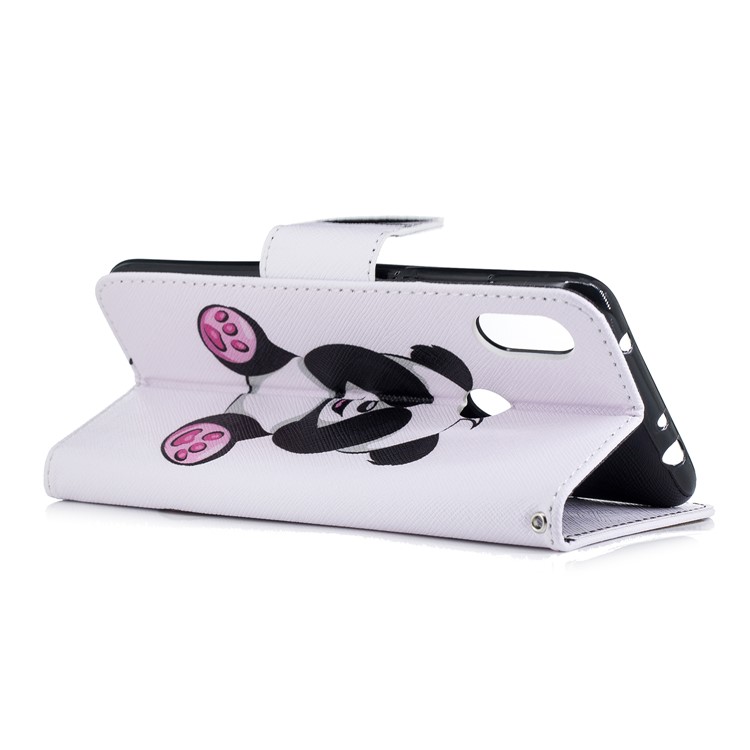 Pattern Printing PU Leather Magnetic Wallet Stand Protective Cover for Xiaomi Redmi Note 6 Pro - Cute Panda-9