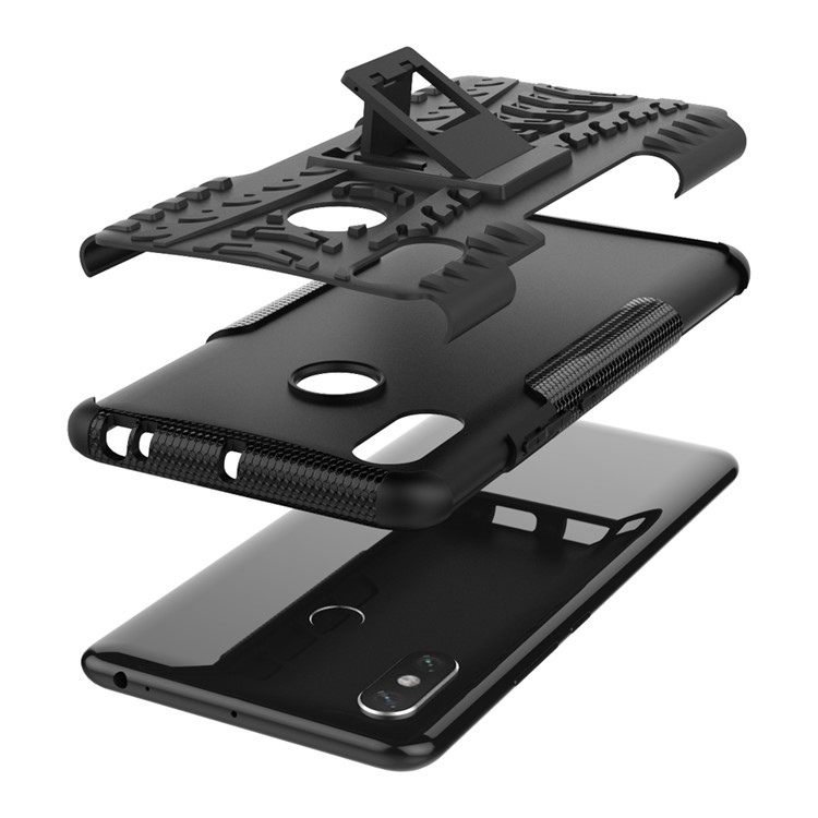 Cool Pneu Híbrido PC + TPU Kickstand Case Para Xiaomi Mi Max 3 - Preto