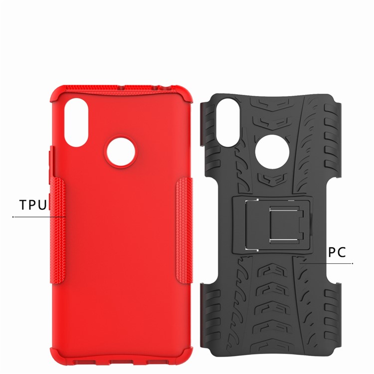 Cool Tire Hybrid PC + TPU Kickstand Cubierta de Accesorios Para Xiaomi Mi Max 3 - Rojo-11