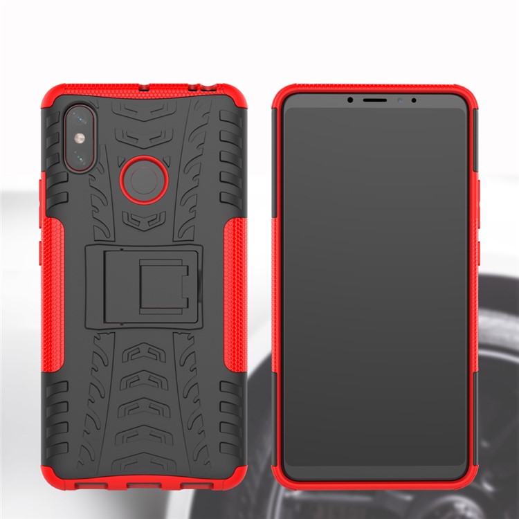 Cool Tire Hybrid PC + TPU Kickstand Cubierta de Accesorios Para Xiaomi Mi Max 3 - Rojo-12