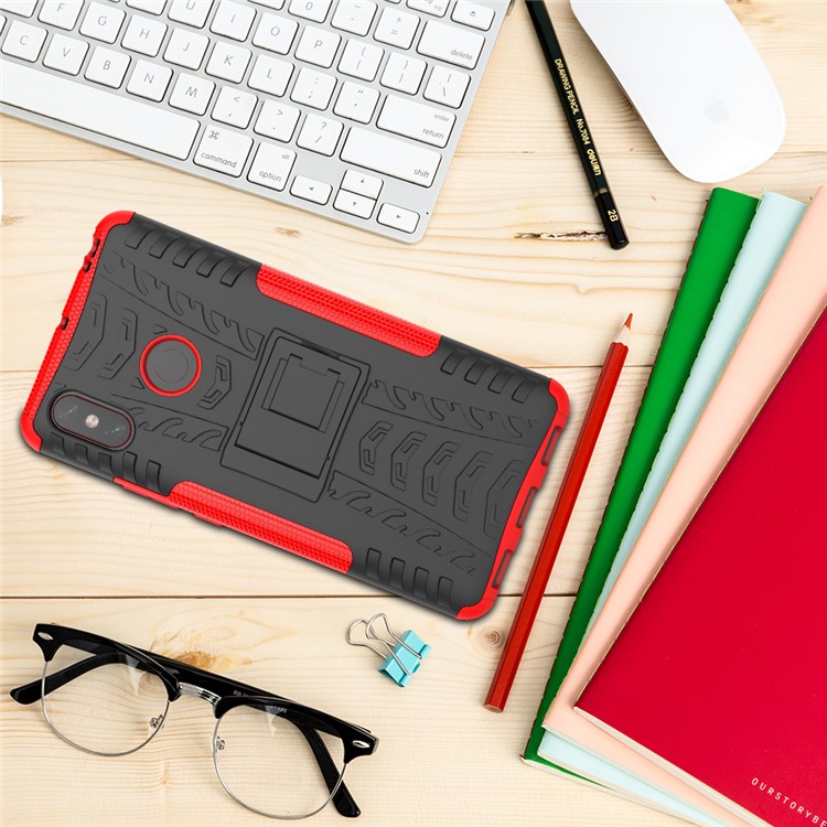 Cool Tyre Hybrid PC + TPU Kickstand Accessory Cover for Xiaomi Mi Max 3 - Red-13