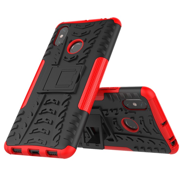 Cool Tire Hybrid PC + TPU Kickstand Cubierta de Accesorios Para Xiaomi Mi Max 3 - Rojo-2