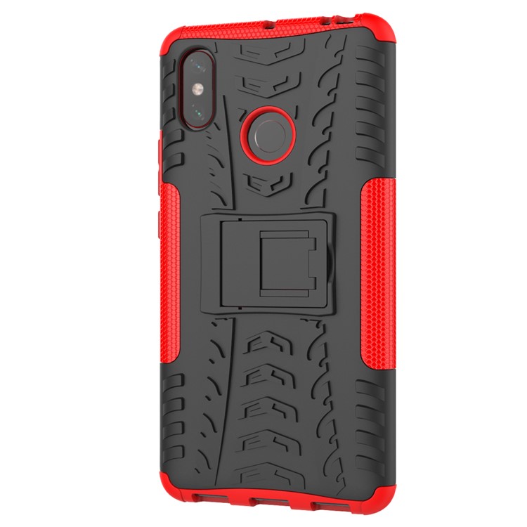 Cool Tire Hybrid PC + TPU Kickstand Cubierta de Accesorios Para Xiaomi Mi Max 3 - Rojo-9