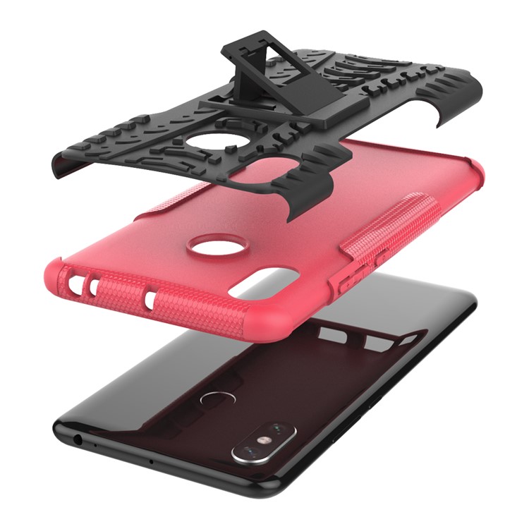 Cool Tyre Hybrid PC + TPU Kickstand Case Cover for Xiaomi Mi Max 3 - Rose-3
