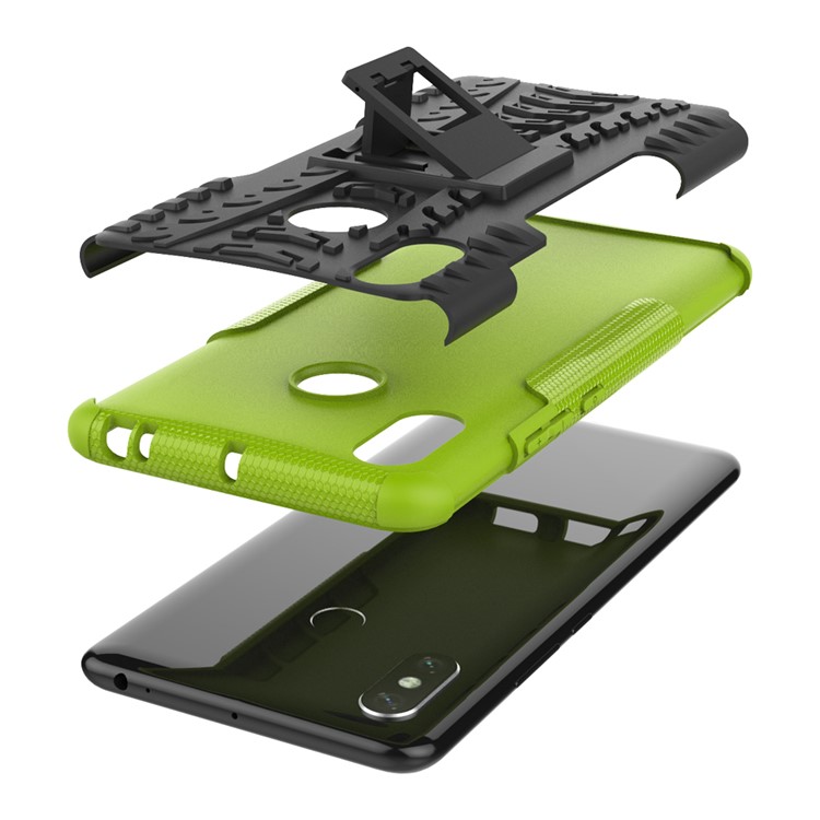 Cool Tyre Hybrid PC + TPU Kickstand Shell Cover for Xiaomi Mi Max 3 - Green-3