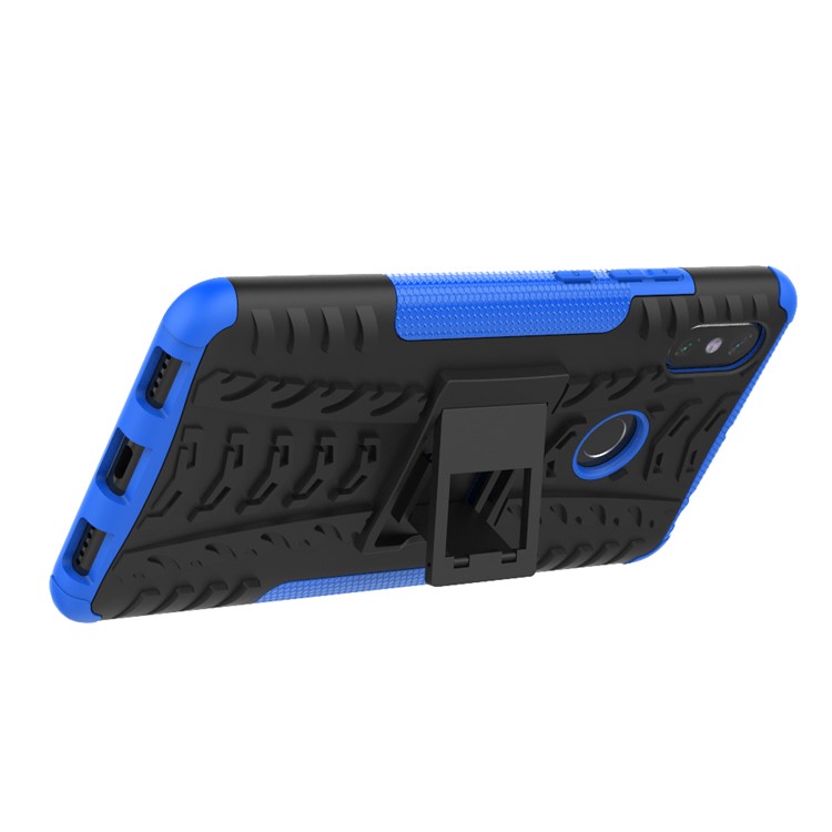 PC Híbrida de Neumático Fresco + TPU TPU Kickstand Cubierta de Teléfono Celular Para Xiaomi Mi Max 3 - Azul-5