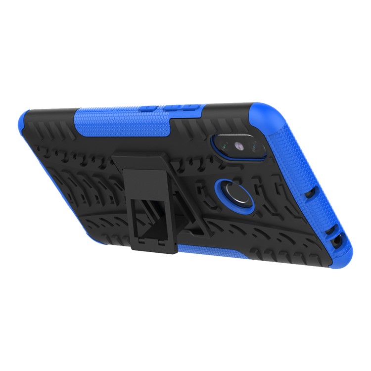 PC Híbrida de Neumático Fresco + TPU TPU Kickstand Cubierta de Teléfono Celular Para Xiaomi Mi Max 3 - Azul-6