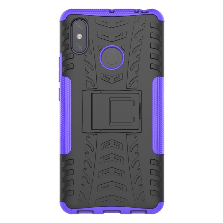 Cool Neumático Híbrido Pc + Tpu Kickstand Cubierta Shell Para Xiaomi MI MAX 3 - Púrpura