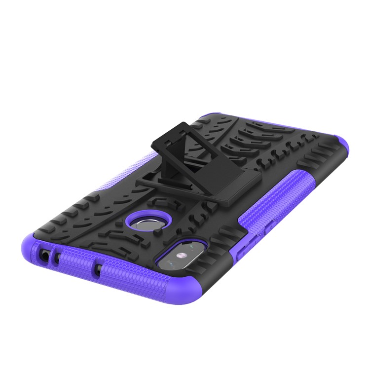 Cool Neumático Híbrido Pc + Tpu Kickstand Cubierta Shell Para Xiaomi MI MAX 3 - Púrpura