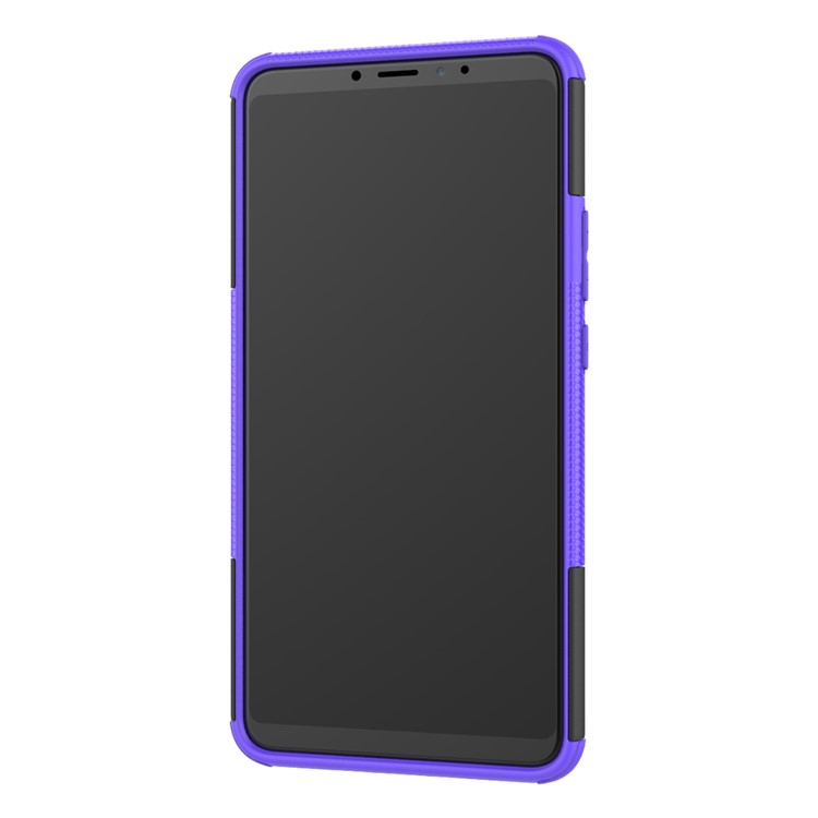 Cool Neumático Híbrido Pc + Tpu Kickstand Cubierta Shell Para Xiaomi MI MAX 3 - Púrpura