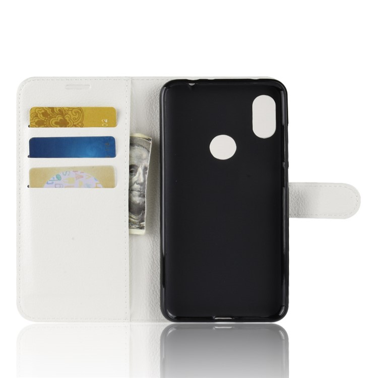 Litchi Texture Wallet Stand Leather Phone Casing for Xiaomi Redmi Note 6 Pro - White-3