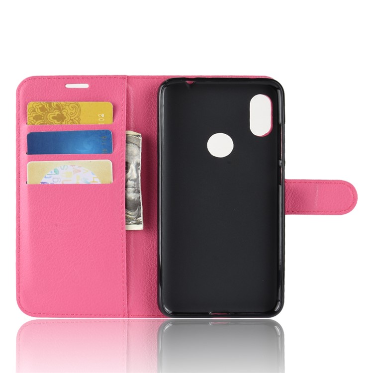 For Xiaomi Redmi Note 6 Pro Litchi Texture Wallet Stand Leather Mobile Magnetic Case - Rose-3