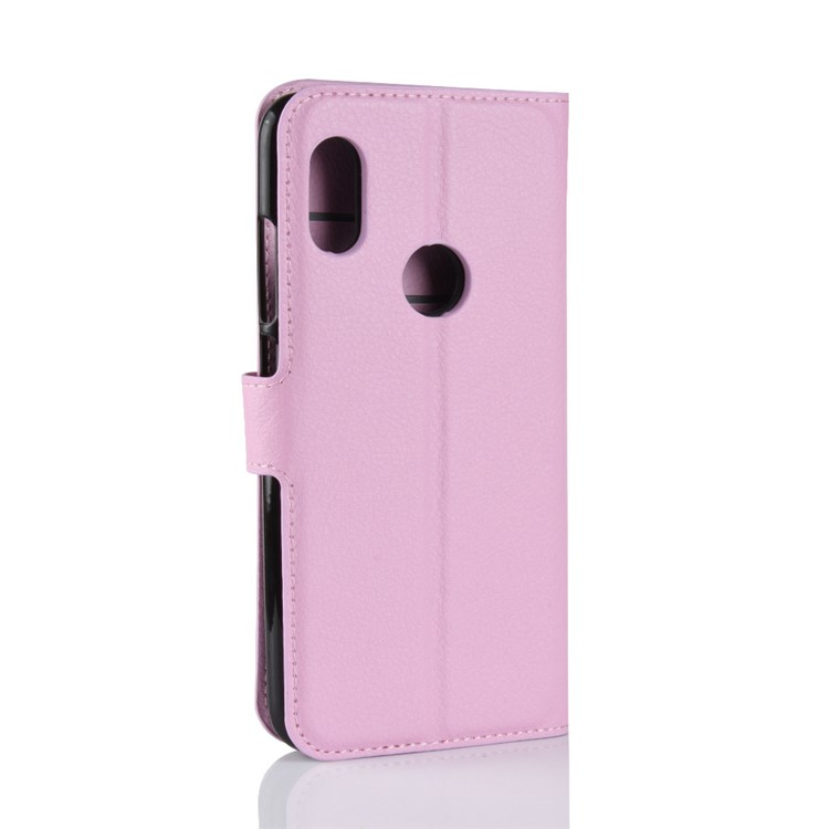 Litchi Texture Wallet Stand Leather Folio Protection Case for Xiaomi Redmi Note 6 Pro - Pink-6