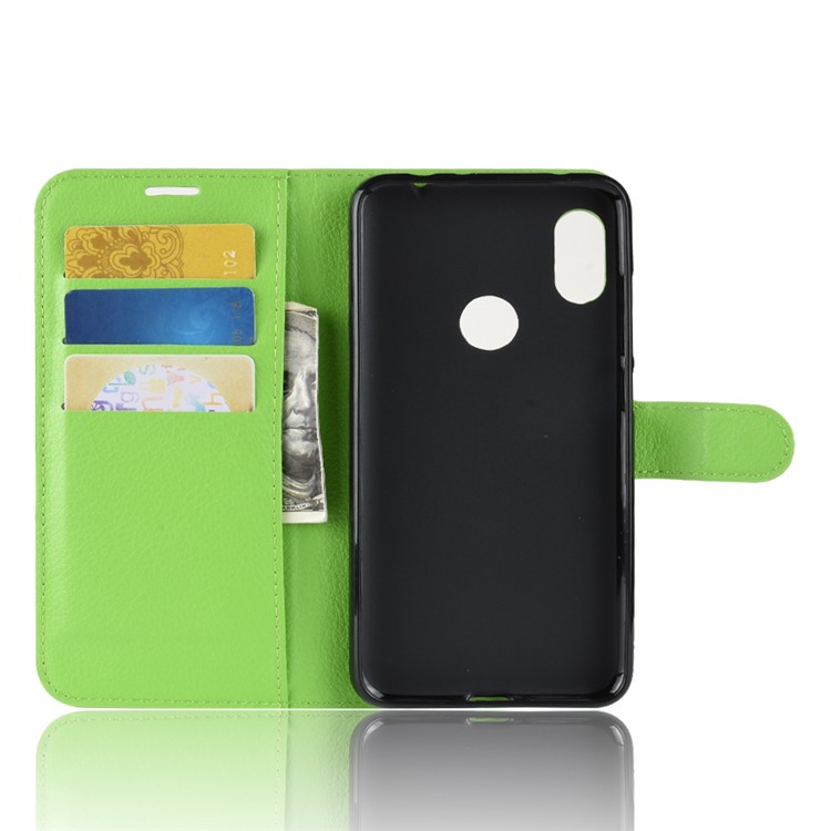 Litchi Texture Wallet Stand Leather Case Accessory for Xiaomi Redmi Note 6 Pro - Green-3