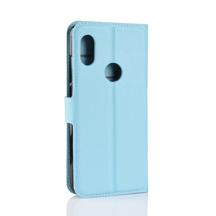 Litchi Texture Wallet Stand Leather Stand Card Holders Case for Xiaomi Redmi Note 6 Pro - Baby Blue-6