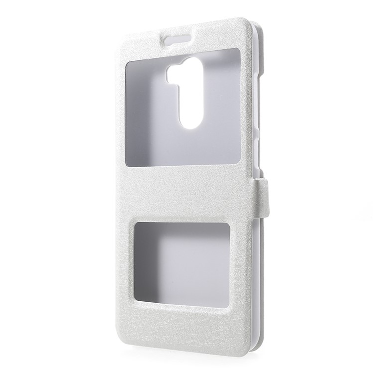 For Xiaomi Pocophone F1 / Poco F1 (India) Silk Texture Dual Window Leather Stand Protective Phone Cover - White-2