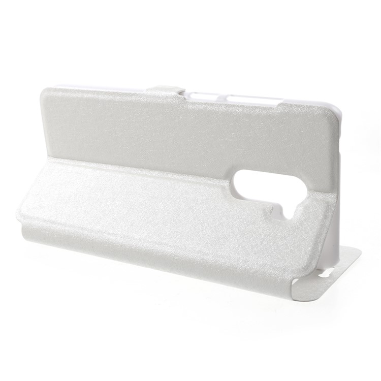 For Xiaomi Pocophone F1 / Poco F1 (India) Silk Texture Dual Window Leather Stand Protective Phone Cover - White-4