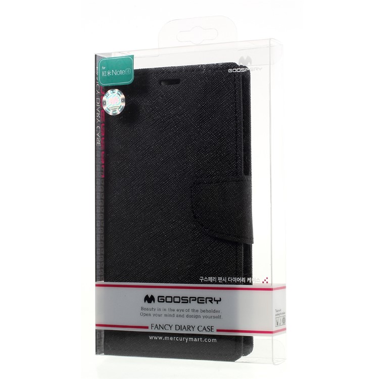 MERCURY GOOSPERY Fancy Diary Leather Wallet Cover for Xiaomi Redmi Note 4 - Black-11