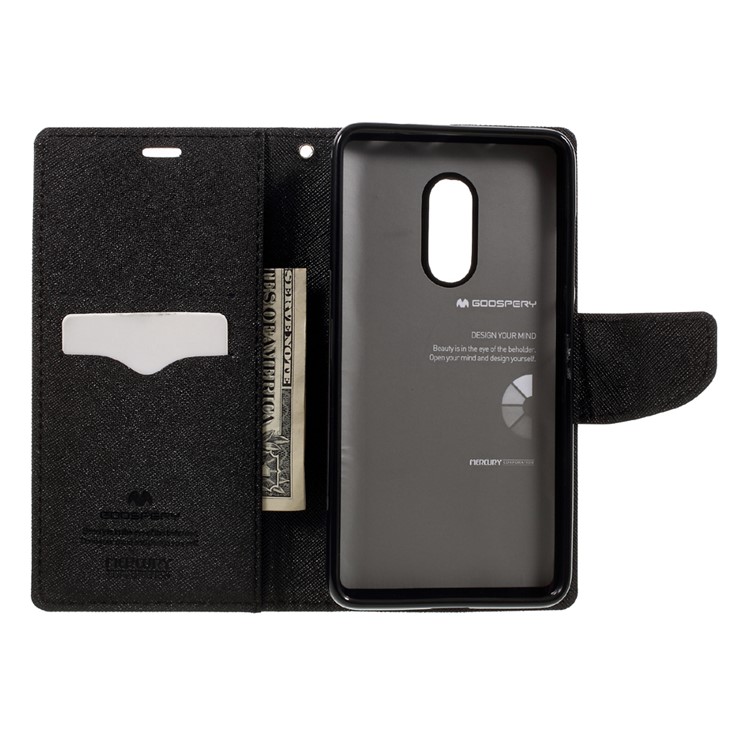 MERCURY GOOSPERY Fancy Diary Leather Wallet Cover for Xiaomi Redmi Note 4 - Black-6
