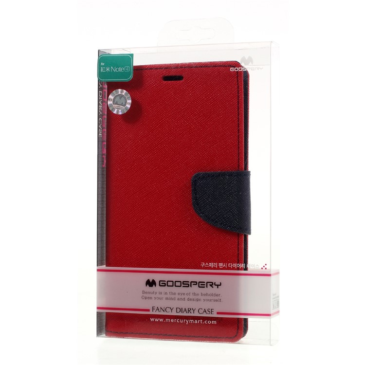 MERCURY GOOSPERY Contrast Color Wallet Leather Case for Xiaomi Redmi Note 4 - Red-10