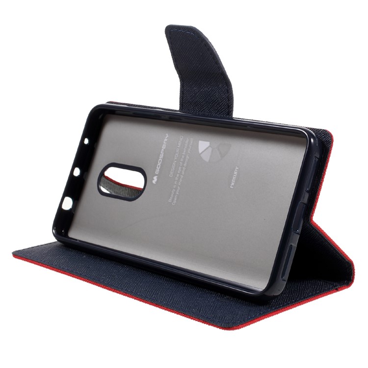 MERCURY GOOSPERY Contrast Color Wallet Leather Case for Xiaomi Redmi Note 4 - Red-4