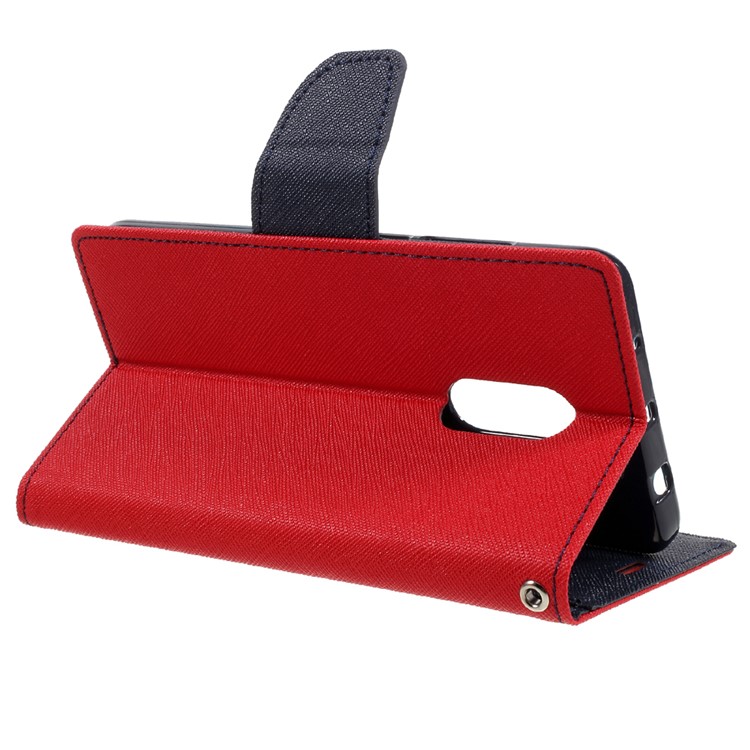 MERCURY GOOSPERY Contrast Color Wallet Leather Case for Xiaomi Redmi Note 4 - Red-5