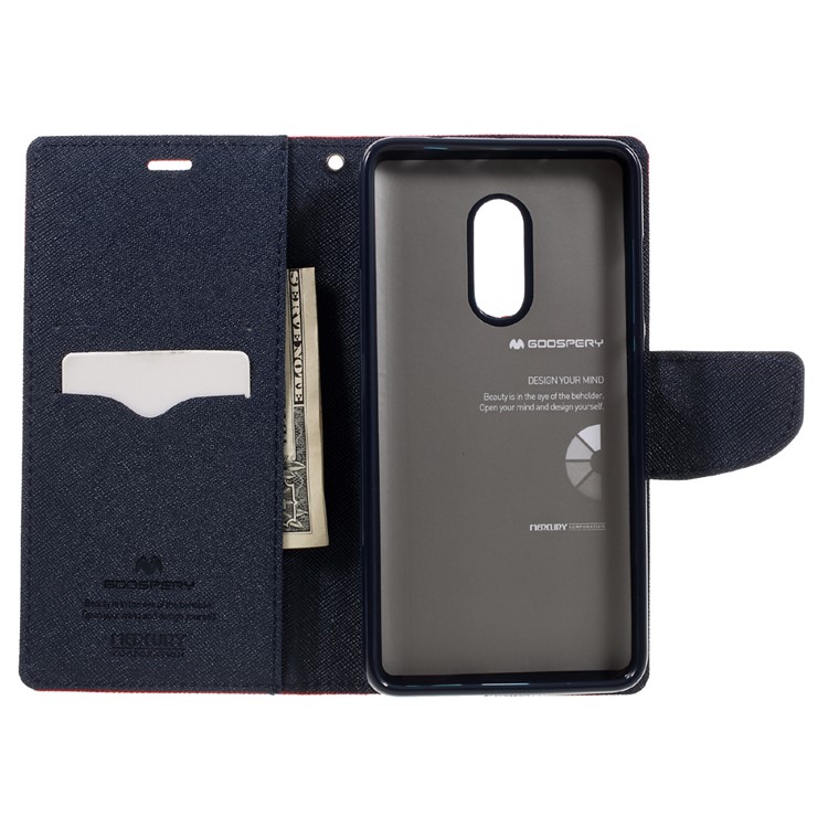 MERCURY GOOSPERY Contrast Color Wallet Leather Case for Xiaomi Redmi Note 4 - Red-6