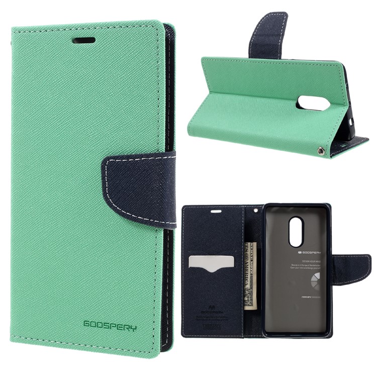 MERCURY GOOSPERY Diary Leather Cover Card Holder for Xiaomi Redmi Note 4 - Cyan-1