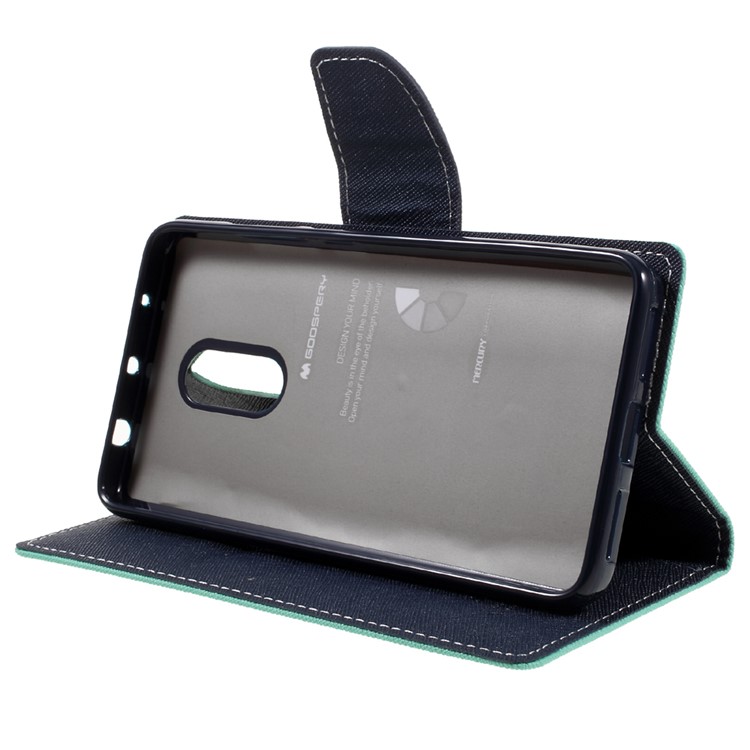 MERCURY GOOSPERY Diary Leather Cover Card Holder for Xiaomi Redmi Note 4 - Cyan-4