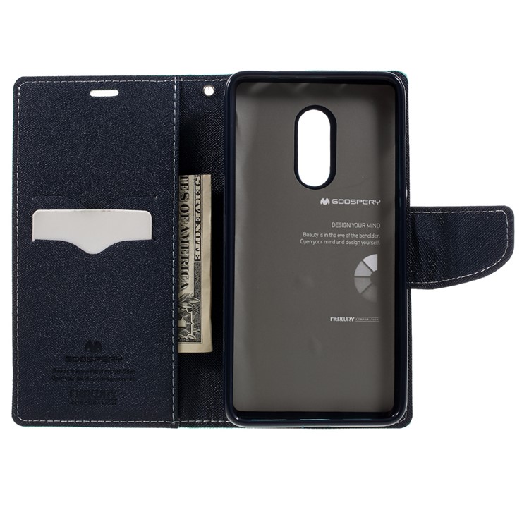 MERCURY GOOSPERY Diary Leather Cover Card Holder for Xiaomi Redmi Note 4 - Cyan-6
