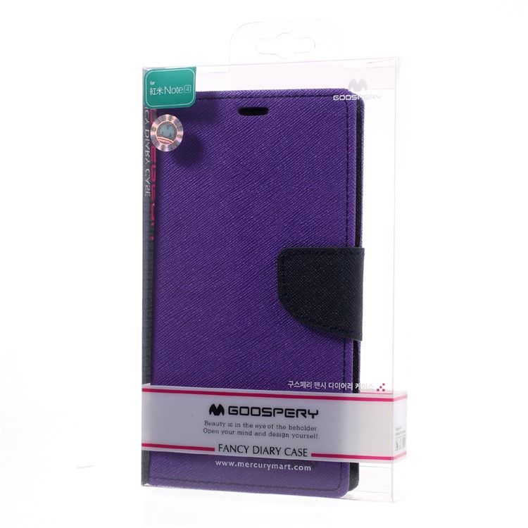 MERCURY GOOSPERY Diary Leather Stand Card Slot Cover for Xiaomi Redmi Note 4 - Purple-10