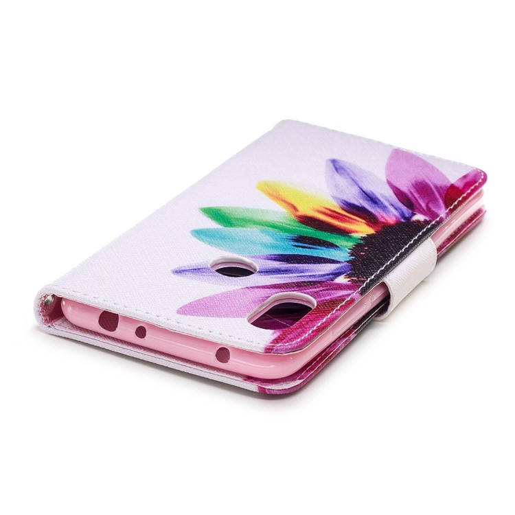 Pattern Printing Card Holder Leather Case Cover with Stand for Xiaomi Redmi Note 6 Pro - Petals Pattern-12