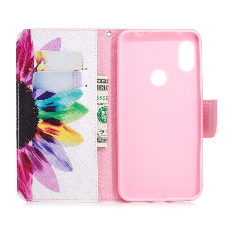 Pattern Printing Card Holder Leather Case Cover with Stand for Xiaomi Redmi Note 6 Pro - Petals Pattern-13