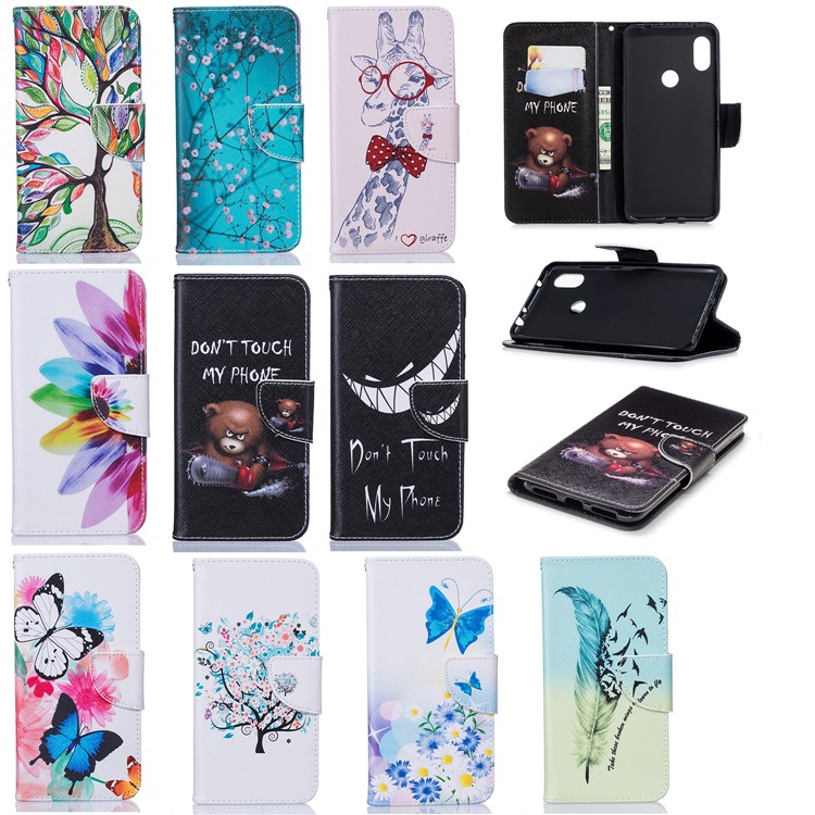 Pattern Printing Card Holder Leather Flip Cover with Stand for Xiaomi Redmi Note 6 Pro - Bear And Its Warnings-14