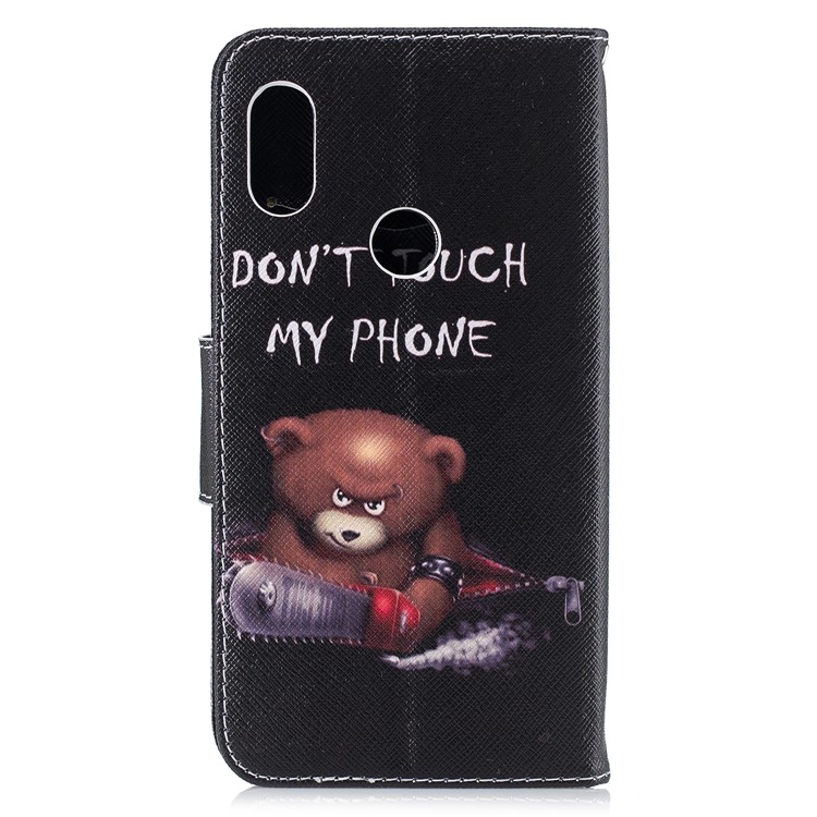Pattern Printing Card Holder Leather Flip Cover with Stand for Xiaomi Redmi Note 6 Pro - Bear And Its Warnings-8