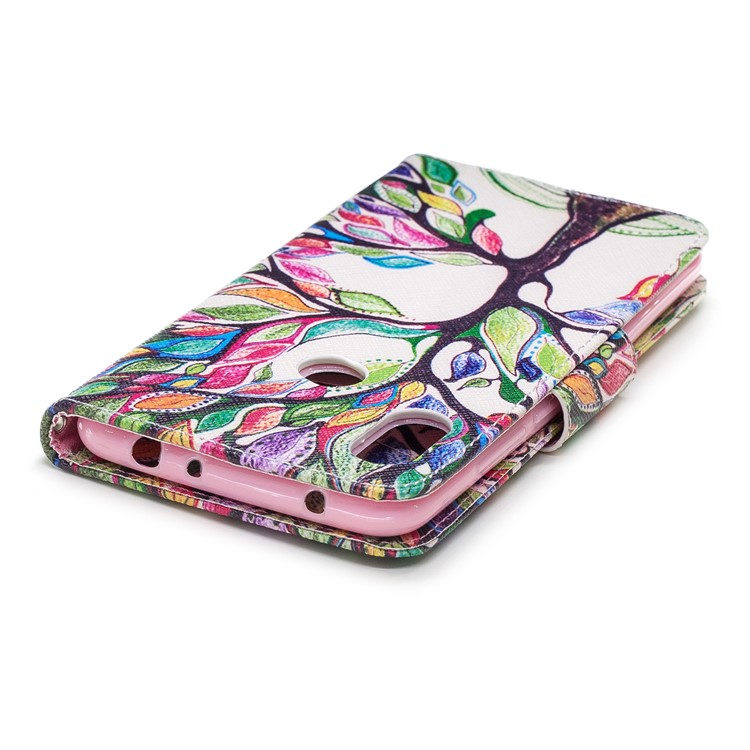 Pattern Printing Wallet Leather Casing with Stand for Xiaomi Redmi Note 6 Pro - Colorized Tree-12