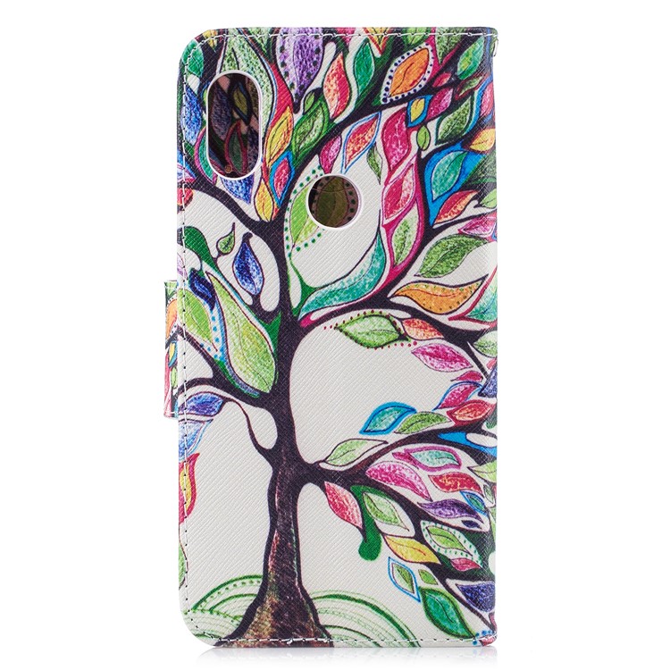 Pattern Printing Wallet Leather Casing with Stand for Xiaomi Redmi Note 6 Pro - Colorized Tree-8